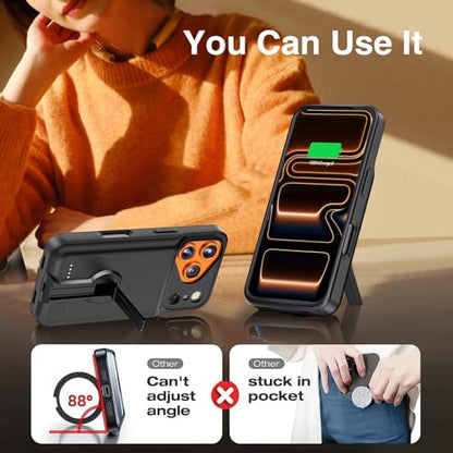 BOPPS 2025 New Battery Case for iPhone 17 Pro Max with Stand,Ultra Slim 8500mAh Portable Rechargeable Strong Protective Extended Charger Cover for iPhone 17 Pro Max Charging Case-6.9inch Black - size: iPhone 17 Pro Max