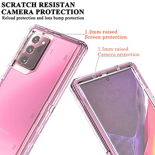 YmhxcY Galaxy Note 20 Ultra Case - 3 Layer Drop Protection, Shockproof Silicone, Transparent Pink - color: Transparent pink