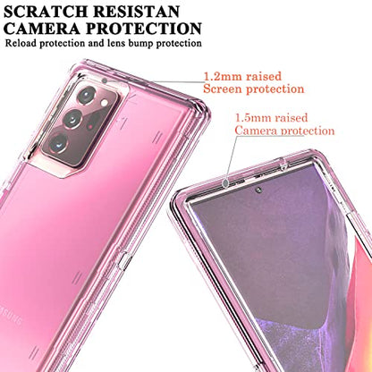 YmhxcY Galaxy Note 20 Ultra Case - 3 Layer Drop Protection, Shockproof Silicone, Transparent Pink - color: Transparent pink