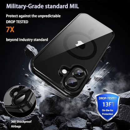 Classic Hybrid Magnetic iPhone 17 Case Phone Case Cover, Screen Protectors X1, Compatible with Magsafe, Anti Yellowing,Slim,Shockproof, Protective (Black Magsafe, iPhone 17) - color: Black (Magsafe), size: iPhone 17