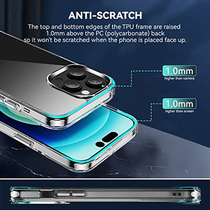 navor Transparent Diamond Clear Phone Case Compatible with iPhone 14 Pro 6.1-inch Lightweight Anti-Yellowing Scratch-Resistant Slim Fit Shockproof Military Grade Anti Drop [Clear] - size: iPhone 14 Pro 6.1"