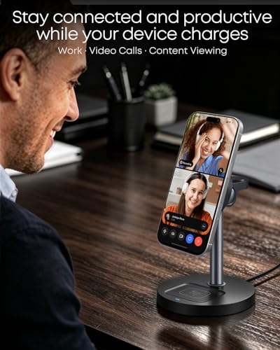 3 in 1 Magnetic Wireless Charging Station, 15W Charger for iPhone, Black - color: Black