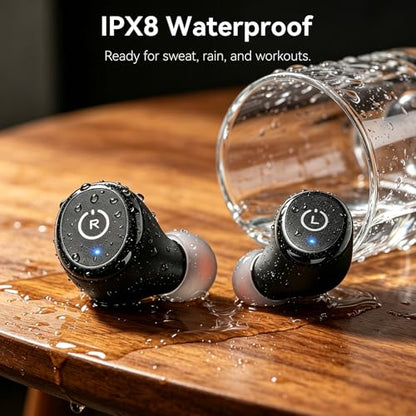 TOZO T10 Wireless Earbuds Powerful Bass Stereo Wireless Charging, APP, IPX8 - color: Black
