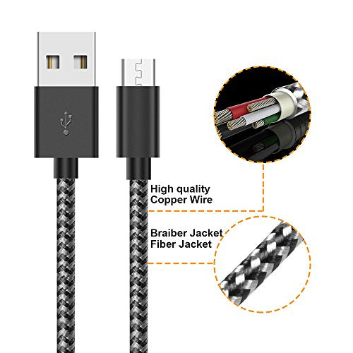Micro USB Cable Android Charger [6-Pack 5ft] Nylon Braided Fast Sync&Charging Cord for Android, Samsung, Nexus, LG, HTC, Nokia, Sony, and More