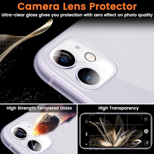 Lesakit 3+3 Pack Privacy Screen Protector for iPhone 11 6.1-Inch with 3 Pack Camera Lens Protector, Anti Spy Tempered Glass Film 9H Hardness Bubble Free Case Friendly - size: iPhone 11
