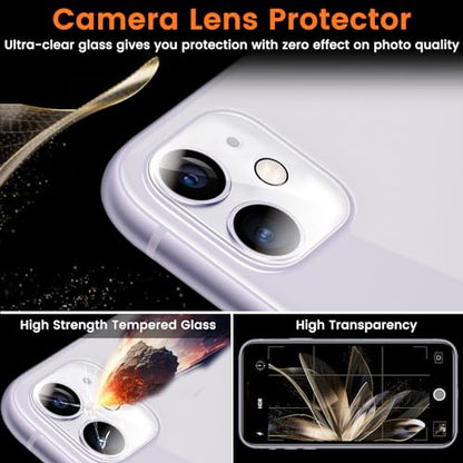 Lesakit 3+3 Pack Privacy Screen Protector for iPhone 11 6.1-Inch with 3 Pack Camera Lens Protector, Anti Spy Tempered Glass Film 9H Hardness Bubble Free Case Friendly - size: iPhone 11