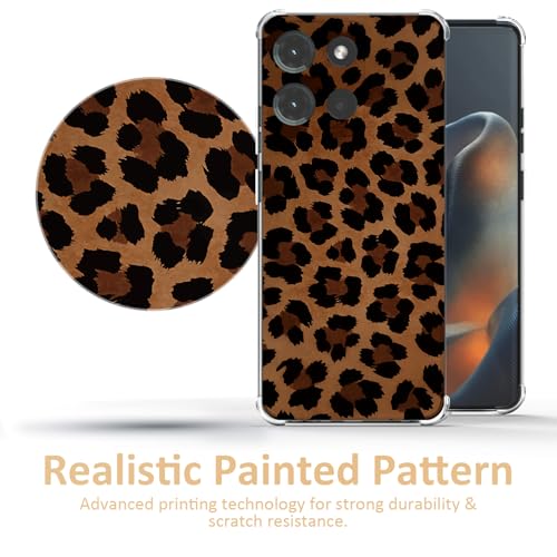 Leopard Print Pattern Clear TPU Case for Moto G 5G 2025 6.6 Inch - Flexible Transparent TPU Shockproof Anti-Fingerprint Soft Bumper Painted Phone Cover - color: Leopard Print