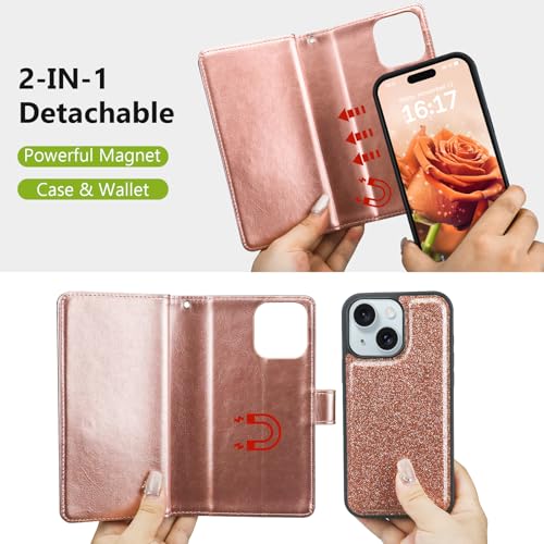 Varikke for iPhone 13 Case Wallet Strong Magnetic Detachable, Rose Gold - color: (Standard) Rose Gold, size: iPhone 13 6.1"