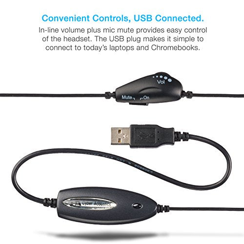 Cyber Acoustics AC-840 Mono USB Headset with Comfortable All-Day Fit