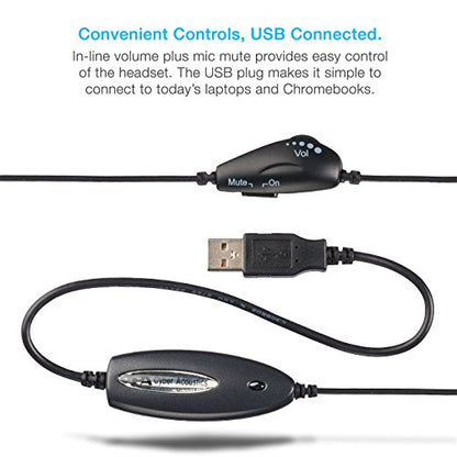Cyber Acoustics AC-840 Mono USB Headset with Comfortable All-Day Fit
