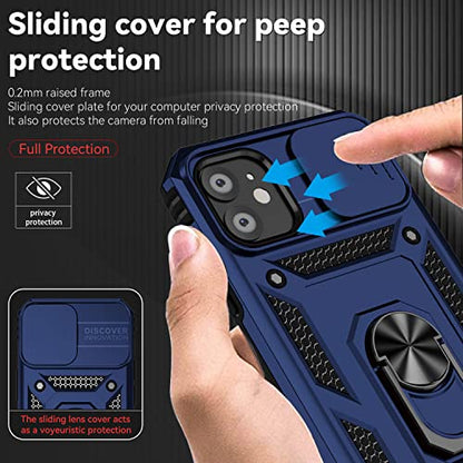 for iPhone 11 Case,with Screen Protectors and Camera Cover,[Military Grade] 16ft.Drop Tested Cover with Magnetic Kickstand Protective Case for iPhone 11 6.1 inch, Blue - color: Blue