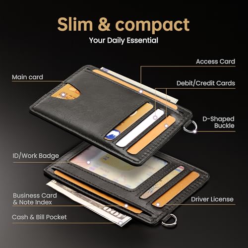 Mayski Slim Wallet, Credit Card Holder for Women, Minimalist Front Pocket RFID Blocking Card Cases, Small Wallet Women Men(Oiled Wax Grey) - color: Oiled Wax Grey