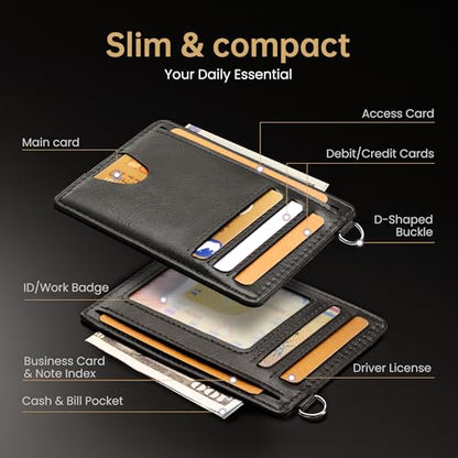 Mayski Slim Wallet, Credit Card Holder for Women, Minimalist Front Pocket RFID Blocking Card Cases, Small Wallet Women Men(Oiled Wax Grey) - color: Oiled Wax Grey