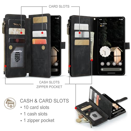 Google Pixel 10 Pro XL 5G Wallet Case with Card Holder,Black - color: Black, size: Pixel 10 Pro XL 6.8 Inch