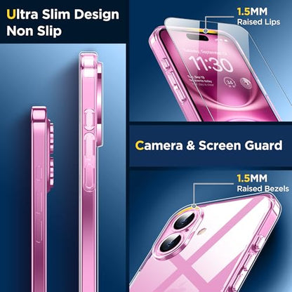 SPIDERCASE for iPhone 16 Case, [Military-Grade Drop Tested] Slim Case Clear - color: Clear, size: iPhone 16