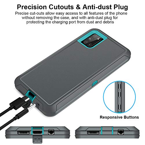 Jelanry for Samsung Galaxy A71 5G Case Heavy Duty & Rugged Cover, Grey/Blue | Dual-Layer Protective Hard Back Cover with Anti-Dust Scratch Raised Screen/Camera Lips Drop Protection for Outdoor Daily Use - color: Gray