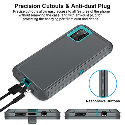Jelanry for Samsung Galaxy A71 5G Case Heavy Duty & Rugged Cover, Grey/Blue | Dual-Layer Protective Hard Back Cover with Anti-Dust Scratch Raised Screen/Camera Lips Drop Protection for Outdoor Daily Use - color: Gray