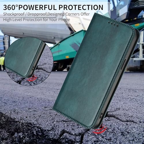 Leather Phone Case Compatible with Galaxy A10E mit Stand Function, Wallet Magnetic Protective Case Bumper Leather RFID Blocking Cover Scratch Resistant Sleeves Compatible with Samsung Galaxy A20E/A10E - color: Green
