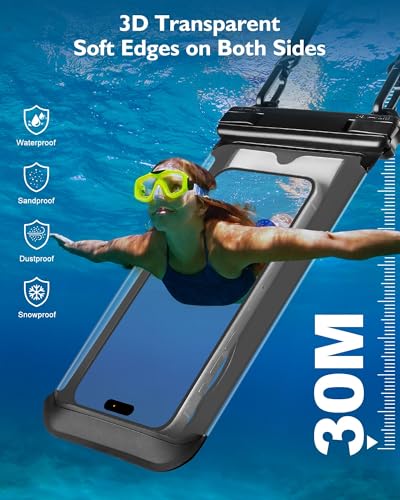Waterproof Phone Pouch Floating, Up to 7.5",Front Clear + Back Bear - color: Black, size: Up to 7.5"