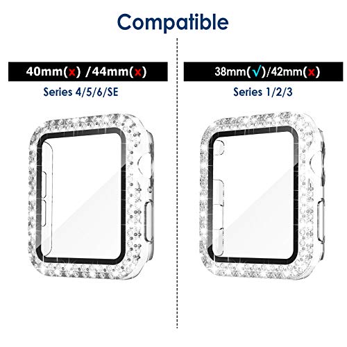 Simpeak 5-Pack Women Bling Screen Protector Case Compatible with Apple Watch 38mm 40mm 41mm 45mm Series 10 42mm 46mm, Screen Case Compatible with iWatch Series 10 9 8 7 6 5 4 3 2 1 (40mm) - size: 40mm(Series 4/5/6/SE)