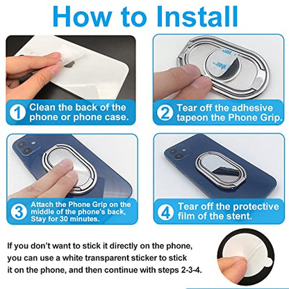 Phone Ring Holder Finger Kickstand, Foldable 360° Rotation Cellphone Grip for Desk, Office Desktop, Cell Phone Stand Compatible with iPhone Smartphones Tablets (with Magnetic Car Mount) - color: Silver