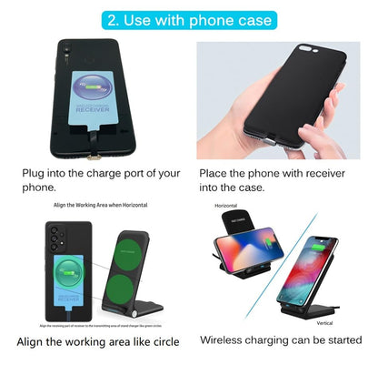 Wireless Charging Receiver for Samsung Galaxy A12 A22 A32 A42 A52 A72 4G 5G External Type-c Adapter with Stand Folding Charger