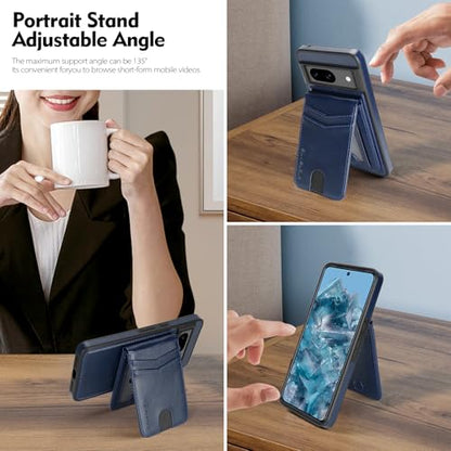 SkyEagle Compatible Magsafe 2 in 1 Detachable Google Pixel 8 Wallet Case with Card Holder Women Men,Magnetic PU Leather RFID Blocking Flip Kickstand Credit Slots,Phone Case for Pixel 8 6.2",Blue - color: Blue, size: Google Pixel 8 - 6.2"