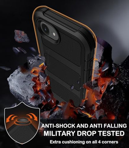 for iPhone 16e Case with Belt Clip Holster,iPhone 17e Case w/Screen Protector X2,Heavy Duty Shockproof Drop Protection Military Grade 2-Layers Rugged Durable Phone Cover for Apple 16e 17e (Black) - color: w-Black