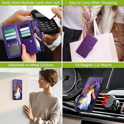 Varikke for Galaxy S26 Ultra Wallet Case Magnetic Detachable, Deep Purple - color: Dark Purple, size: Galaxy S26 Ultra 6.9"