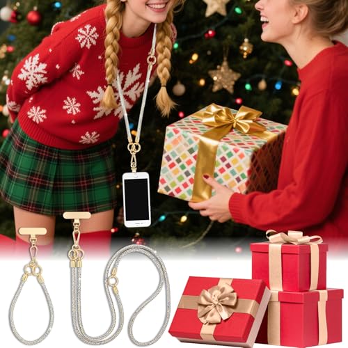 ABJFJE Crystal Phone Lanyard Crossbody & Wrist Strap Phone Strap Crossbody & Wrist Lanyard Anti Theft Phone Strap for Women - color: White Ab