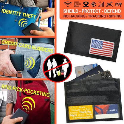 Gecko Travel Tech Faraday Bag Anti-Tracking GPS RFID Car Key Signal Blocker Wallet Shielding Pouch Protective Case for Cell Phone Car Key FOB, Data Privacy, Electronic Device Security (USA FLAG) - color: USA FLAG