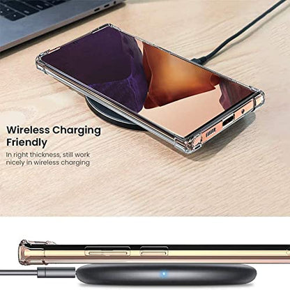 KIOMY Crystal Clear Case for Samsung Galaxy Note 20 Ultra 5G Hybrid Design Hard PC Back Cover with Flexible TPU Raised Frame Shockproof Bumper Corners Protective Slim Fit Anti Yellow Transparent Shell