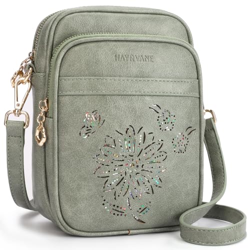 Small Crossbody Bags for Women, RFID Phone Purse with Card Slots, Triple Compartments Lightweight Shoulder Bag - color: 11-green