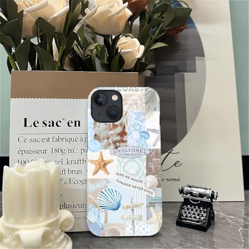 Case Compatible with iPhone 14 Plus, Cute Dual Layer Hybrid Phone Cover, Military Grade Drop Protection, Aesthetic Shockproof Phone Case for Women Girls, Boho Beach Summer Collage - color: Boho Beach Summer Collage, size: Iphone 14 Plus