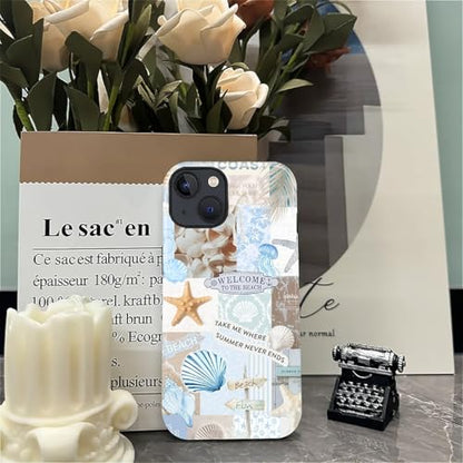 Case Compatible with iPhone 14 Plus, Cute Dual Layer Hybrid Phone Cover, Military Grade Drop Protection, Aesthetic Shockproof Phone Case for Women Girls, Boho Beach Summer Collage - color: Boho Beach Summer Collage, size: Iphone 14 Plus