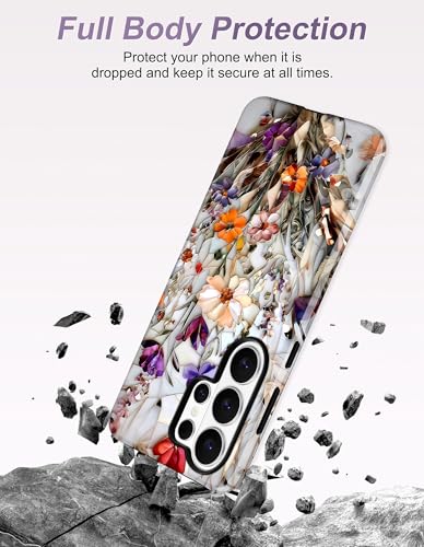 Magnetic Flower Case for Samsung Galaxy A16 5G, Yellow | Compatible with MagSafe, Cute Aesthetic Stained Glass Floral, TPU and PC Protective Phone Cover for Women Girls - color: Yellow Flower