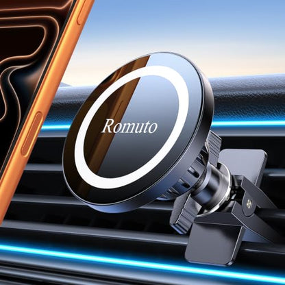 Romuto for MagSafe Car Mount Vent【Strong Magnets】 Magnetic Phone Holder for Car Phone Holder Magnetic Phone Mount Air Vent Clip Cell Phone Holders for Your Car Mount for iPhone 17 Pro Max 16 15 14 13