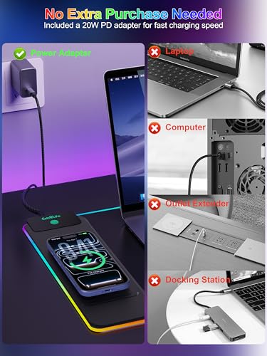 Mouse Pad with 15W Wireless Charging, RGB Gaming Desk Mat, 31.5"x11.8" - color: Rgb Left-touch Control-31.5"x11.8"