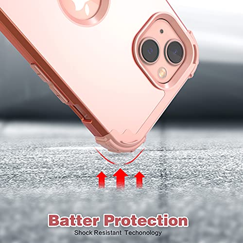IDweel for iPhone 15 Case with Screen Protector for Women, 3 in 1 Shockproof Slim Fit Hybrid Heavy Duty Hard PC Cover Soft Silicone Bumper Full Body Case,Rose Gold - color: Rose Gold