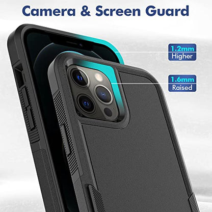 Heavy‑Duty Rugged Anti‑Drop Shockproof Protective Phone Case for iPhone 12 Pro Max, Durable Protective Shell, Black - color: Black, size: iPhone 12 Pro Max