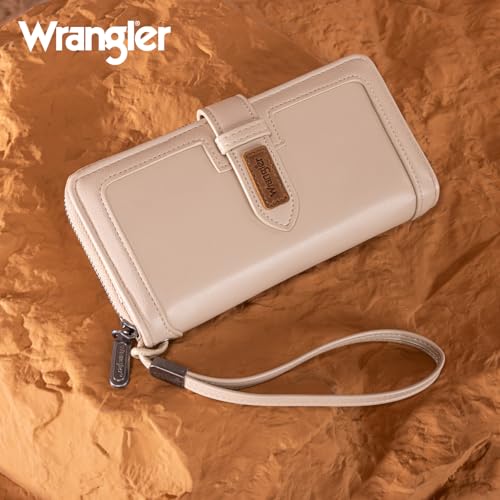 X Wrangler Women's Wallets Bifold Wristlet Wallets for Women Large Capacity Credit Card Wallet with ID Window - color: Apricot