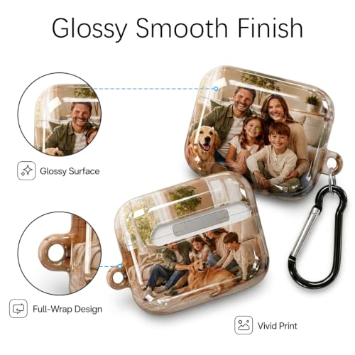 Custom Picture Case for AirPods Pro 3 (2025), Personalized Photo Logo Name Text Glossy Hard PC Cover for Air Pods Pro 3rd Generation with Keychain Cleaning Kit, Shockproof & Scratch-Resistant - size: AirPods Pro 3