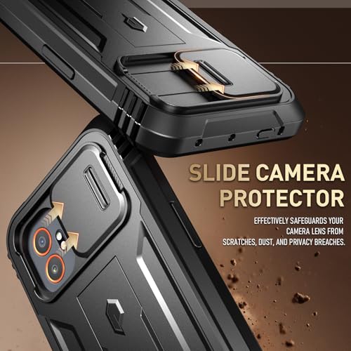Poetic Revolution Case Compatible with Galaxy XCover7 Pro 5G, [Slide Camera Cover], [20FT Mil-Grade Drop Tested], Full-Body Military Grade Rugged Dual-Layer Shockproof Cover with Kickstand, Black - size: Galaxy XCover7 Pro