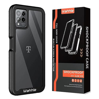 Compatible with T-Mobile Revvl 6 Pro 5G Case, Built in Screen Protector Full Body Shockproof Slim Fit Bumper Protective Phone Cover for T-Mobile Revvl 6X Pro 5G Men Women-Black/Clear - size: T-Mobile Revvl 6 Pro