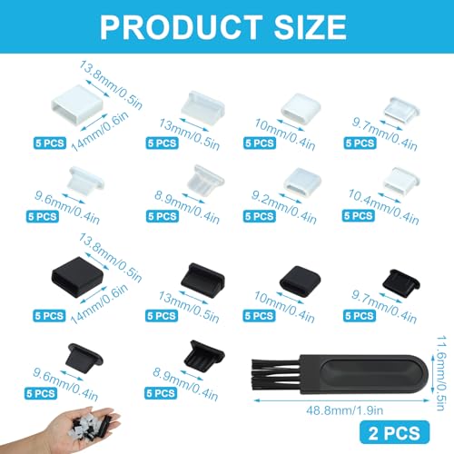 70 Pcs USB Anti Dust Cover Plugs, Silicone Port Protector Caps - size: For Male & Female Port Dust Cover Caps