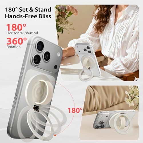 Upgraded Magnetic Phone Grip&Phone Stand, Liquid Silicone Soft and Portable Phone Ring, Removable Finger Loop Ring Grip Holder for iPhone, Strong Magnetic , Compatible with MagSafe Phone Case White - color: White