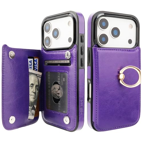 ONETOP for iPhone 18/17 Pro Wallet Case with Credit Card Holder,Purple - color: Purple