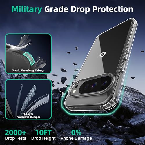 ONES for Google Pixel 10 Pro XL Slim Case Clear, PC + TPU Hybrid, Military-Grade Drop Gurad, Anti-Yellowing, Anti-Slip, Shockproof Silicone Hard Cover, Scratch Resistant, Transparent Case - color: HD Highly Clear, size: Pixel 10 Pro XL