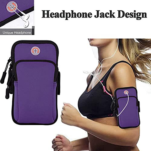 Running Armband Cell Phone Holder for iPhone 11 12 13 14 15 16e 16 17 Pro Max Xs X Xr 8 Plus SE Mini,Galaxy S26 S25 S24 S23 S22 Note 20,Key,Strap Pouch,Workout Exercise Sports Arm Band Sleeve - color: 1-Purple