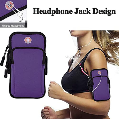 Running Armband Cell Phone Holder for iPhone 11 12 13 14 15 16e 16 17 Pro Max Xs X Xr 8 Plus SE Mini,Galaxy S26 S25 S24 S23 S22 Note 20,Key,Strap Pouch,Workout Exercise Sports Arm Band Sleeve - color: 1-Purple